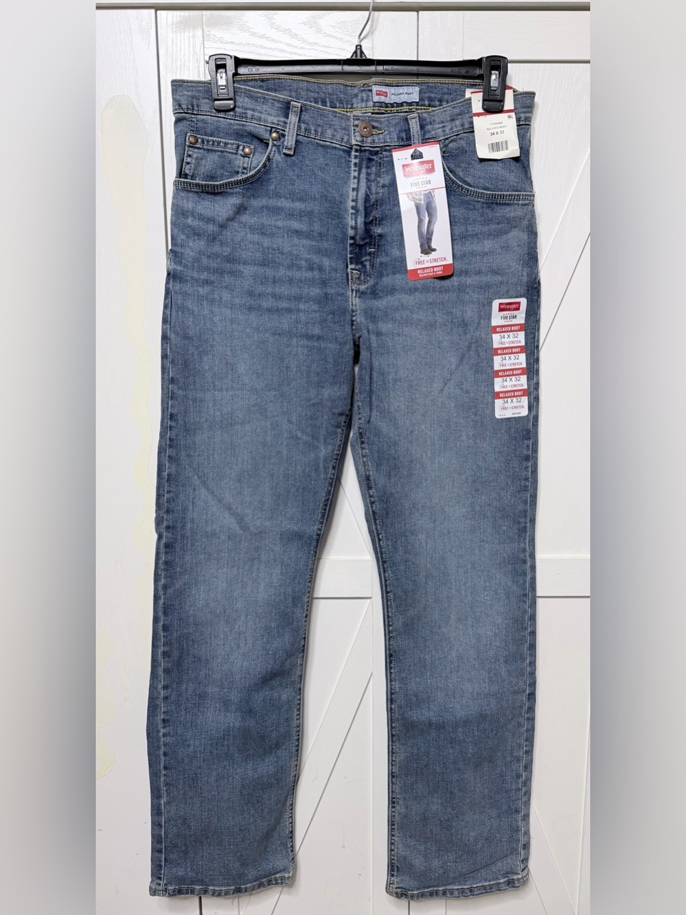 NWT Wrangler Five Star Free Stretch Relaxed Bootcut Jeans Mens 34x32